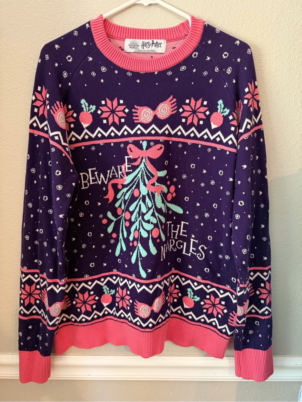 Harry Potter Wizarding World Luna Lovegood Ugly Christmas Sweater Pink Purple